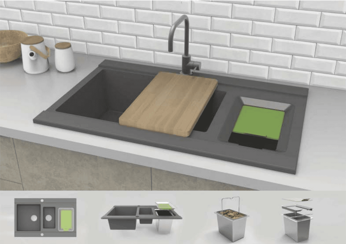 Projekt koncepcyjny zlewu kuchennego z uwzględnieniem segregacji odpadów organicznych - zdjęcie 2